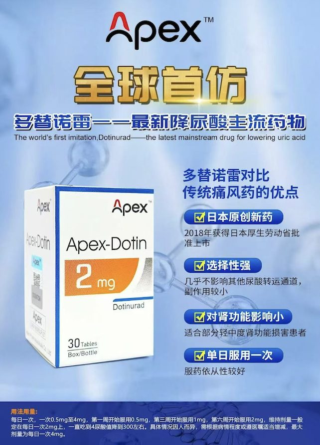仿制药多替诺雷（Dotinurad）2mg价格是多少？